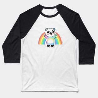 Cute Cartoon Panda Rainbow Colourful Funny Kawaii Baseball T-Shirt